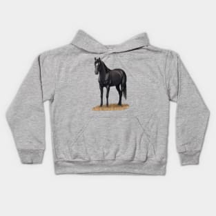 Beautiful Black Quarter Horse Stallion Kids Hoodie